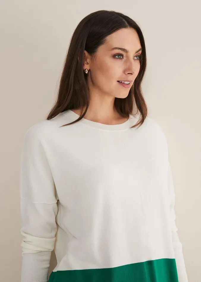 Cleo Colour Block Knit Greenneutral Women Phase Eight Knitwear