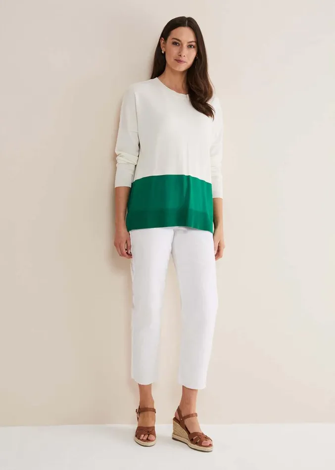 Cleo Colour Block Knit Greenneutral Women Phase Eight Knitwear