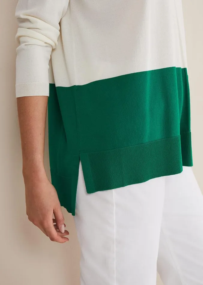Cleo Colour Block Knit Greenneutral Women Phase Eight Knitwear