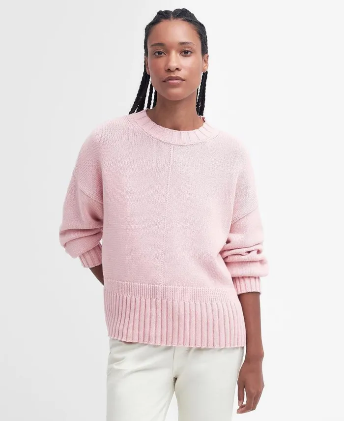Clifton Crew Neck Knitted Jumper Shell Pink Women Barbour Jumpers