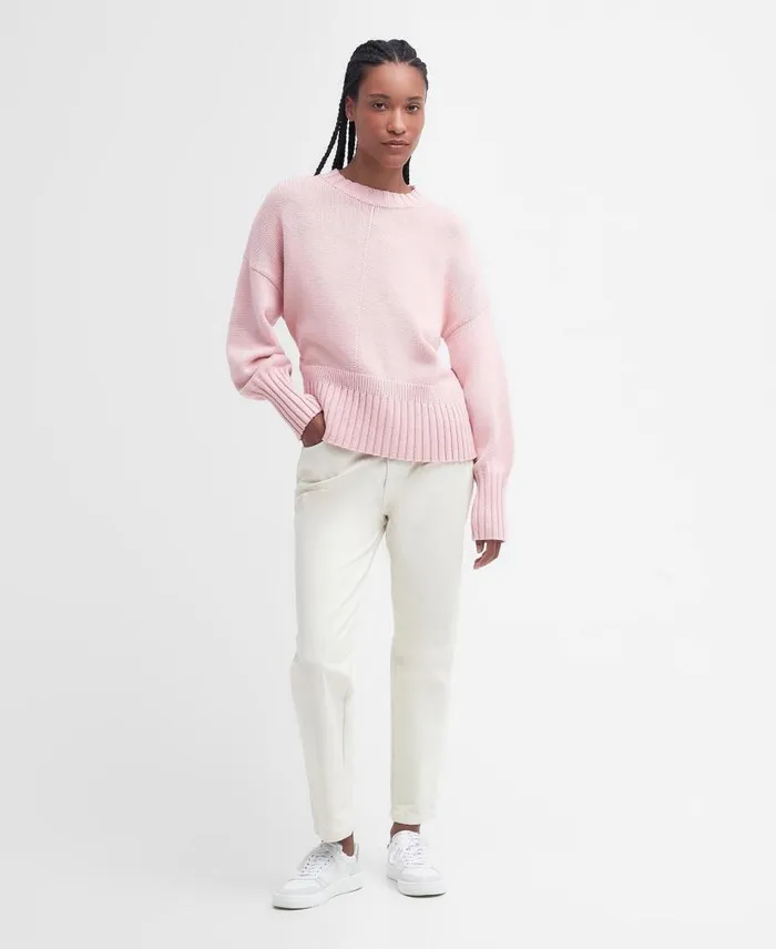 Clifton Crew Neck Knitted Jumper Shell Pink Women Barbour Jumpers