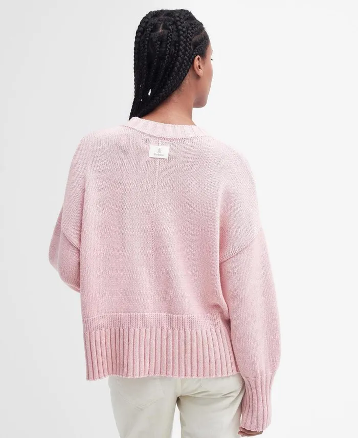 Clifton Crew Neck Knitted Jumper Shell Pink Women Barbour Jumpers