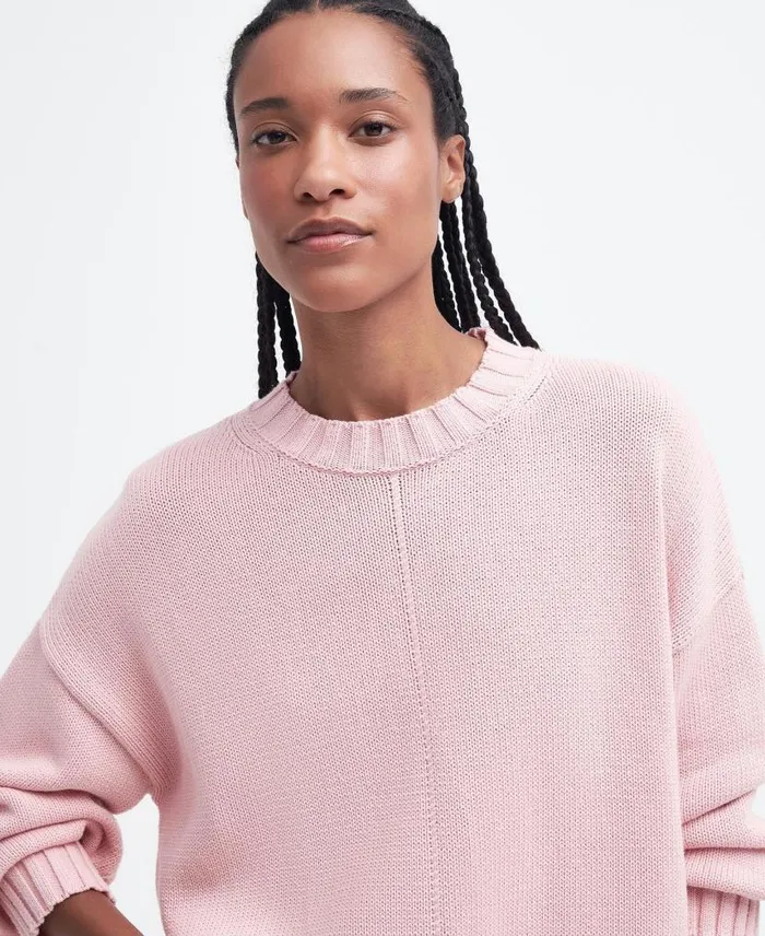 Clifton Crew Neck Knitted Jumper Shell Pink Women Barbour Jumpers