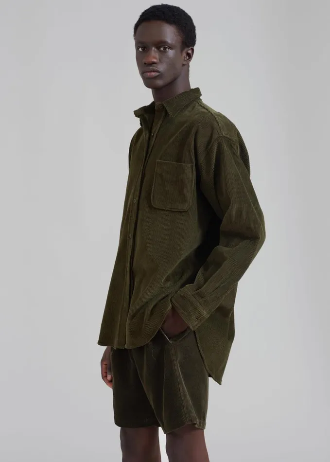 Clothing Men The Frankie Shop Camden Corduroy Shorts 8211 Olive