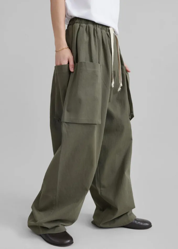Clothing Men The Frankie Shop Lauri Drawstring Cargo Pants 8211 Khaki