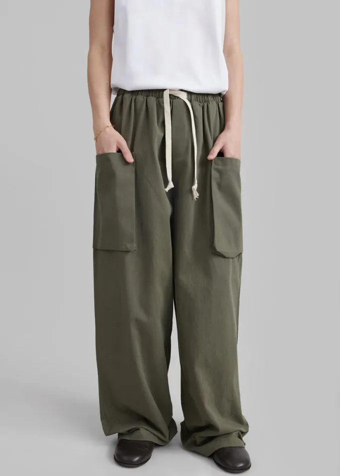 Clothing Men The Frankie Shop Lauri Drawstring Cargo Pants 8211 Khaki