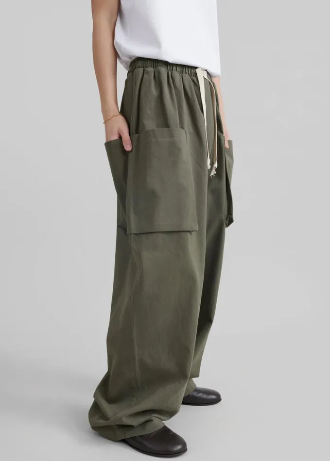 Clothing Men The Frankie Shop Lauri Drawstring Cargo Pants 8211 Khaki