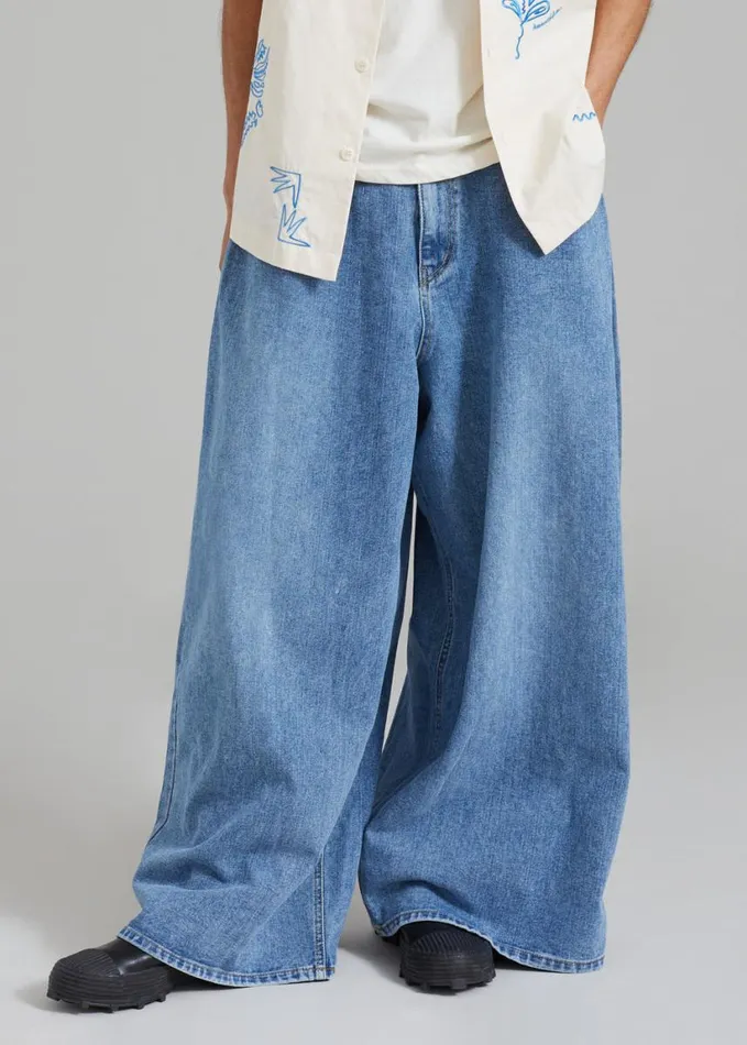 Clothing Men The Frankie Shop Sasha Men Wide Leg Jeans 8211 Worn Wash