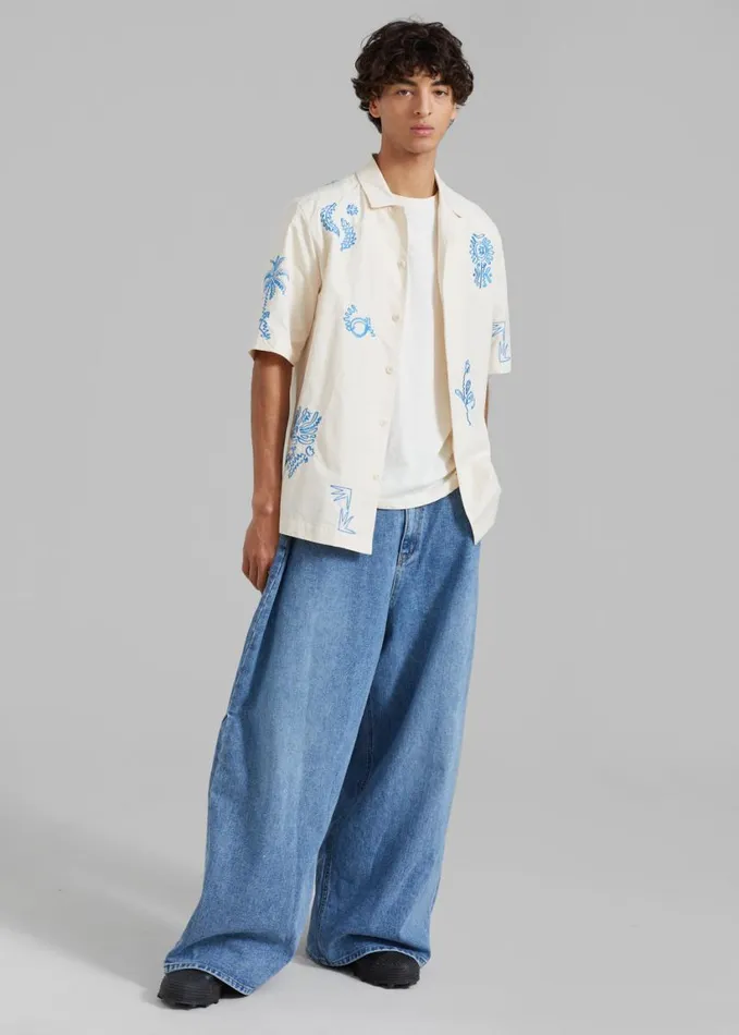 Clothing Men The Frankie Shop Sasha Men Wide Leg Jeans 8211 Worn Wash