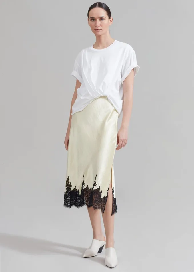 Clothing Women The Frankie Shop 31 Phillip Lim Draped TShirt Slip Combo Dress 8211 WhiteButter Multi