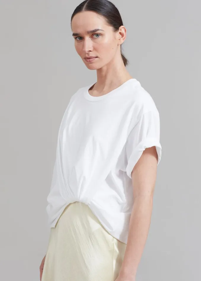 Clothing Women The Frankie Shop 31 Phillip Lim Draped TShirt Slip Combo Dress 8211 WhiteButter Multi