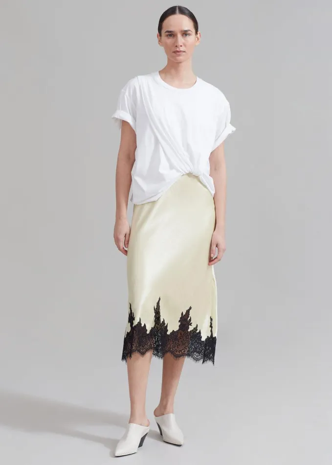 Clothing Women The Frankie Shop 31 Phillip Lim Draped TShirt Slip Combo Dress 8211 WhiteButter Multi