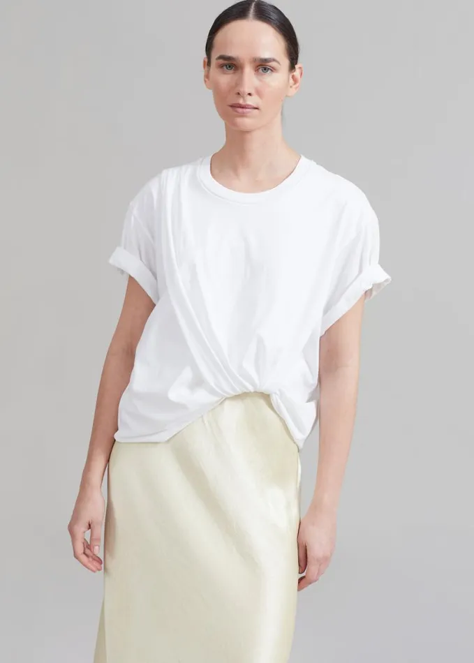 Clothing Women The Frankie Shop 31 Phillip Lim Draped TShirt Slip Combo Dress 8211 WhiteButter Multi