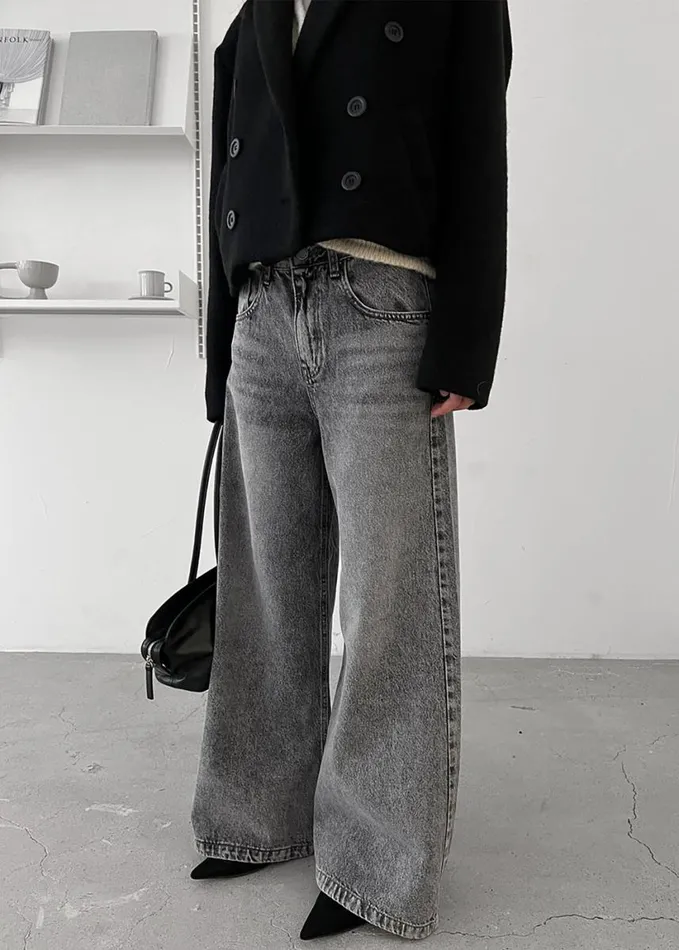 Clothing Women The Frankie Shop Alani Wide Leg Jeans 8211 Black Wash