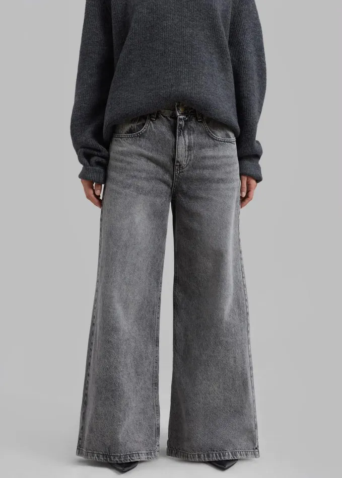 Clothing Women The Frankie Shop Alani Wide Leg Jeans 8211 Black Wash