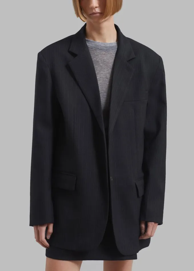 Clothing Women The Frankie Shop Aris Blazer 8211 Black Pinstripe