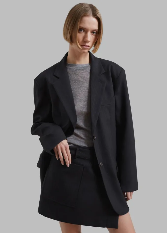 Clothing Women The Frankie Shop Aris Blazer 8211 Black Pinstripe