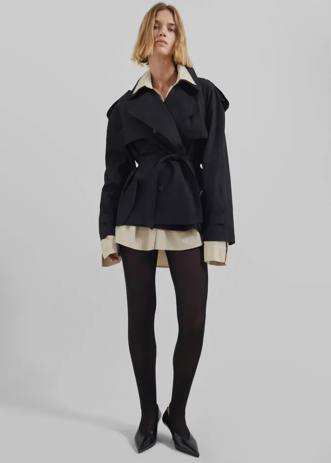 Clothing Women The Frankie Shop Arlington Short Trench 8211 Black