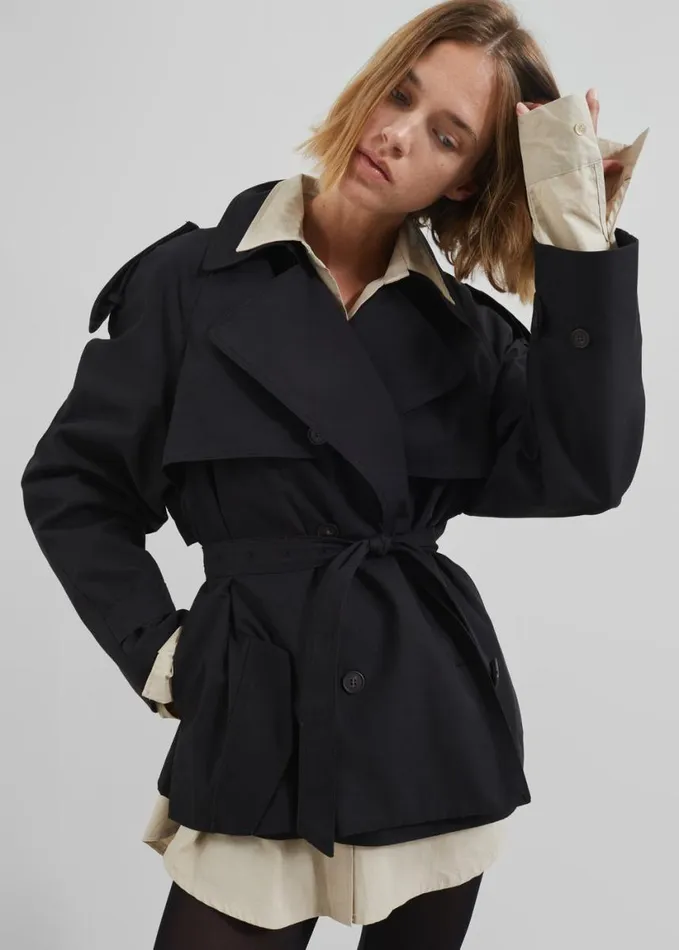 Clothing Women The Frankie Shop Arlington Short Trench 8211 Black