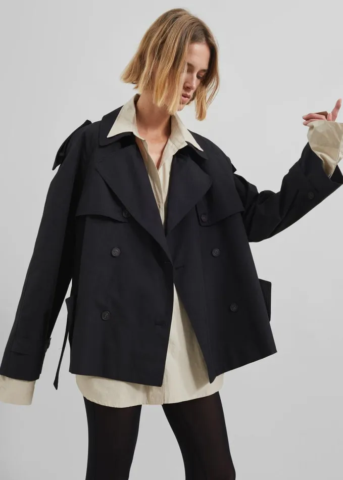 Clothing Women The Frankie Shop Arlington Short Trench 8211 Black