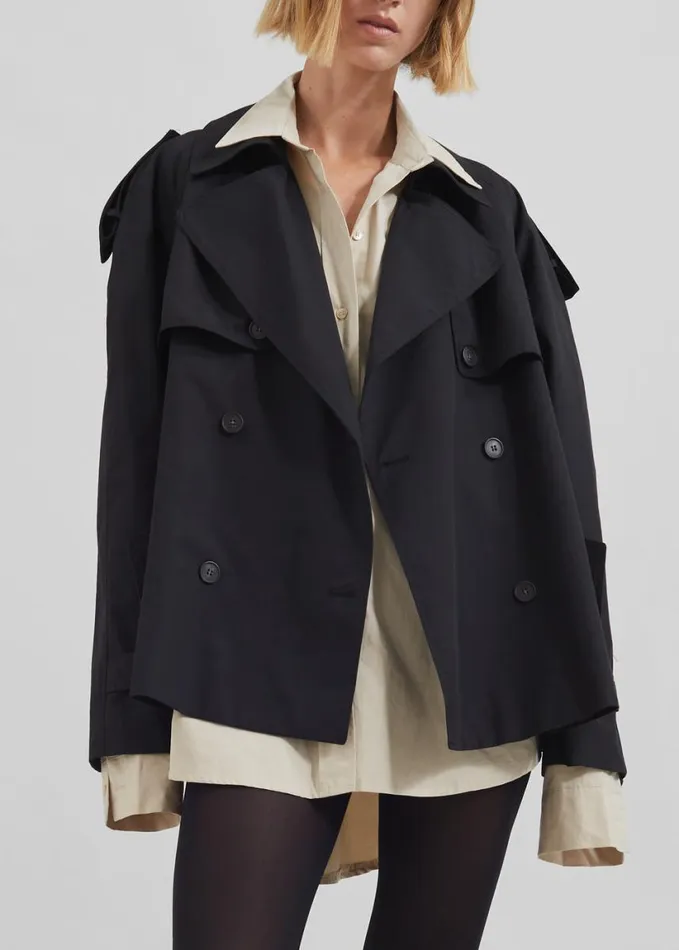 Clothing Women The Frankie Shop Arlington Short Trench 8211 Black