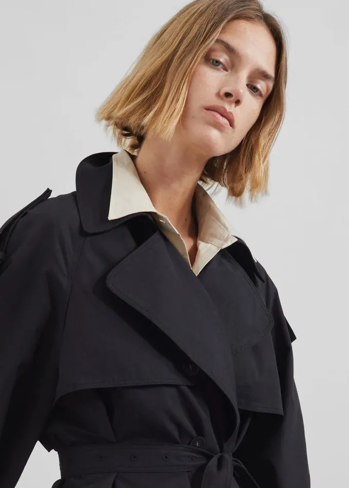 Clothing Women The Frankie Shop Arlington Short Trench 8211 Black