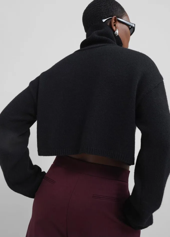 Clothing Women The Frankie Shop Athina Cropped Turtleneck Sweater 8211 Black