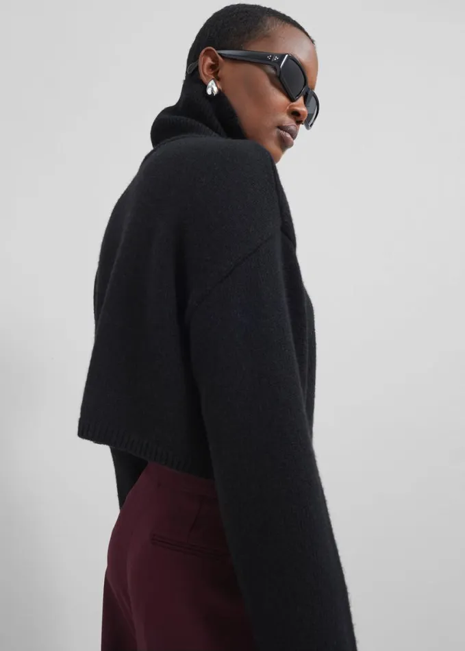 Clothing Women The Frankie Shop Athina Cropped Turtleneck Sweater 8211 Black