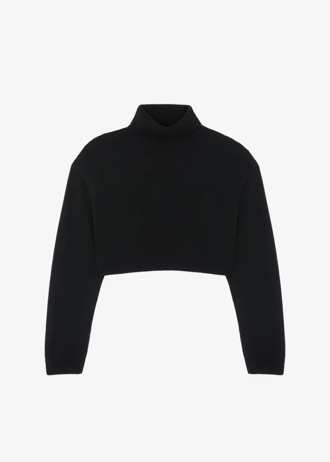 Clothing Women The Frankie Shop Athina Cropped Turtleneck Sweater 8211 Black