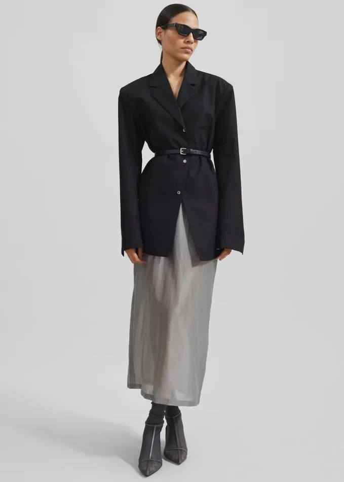 Clothing Women The Frankie Shop Avianna Padded Button Up Shirt 8211 Black