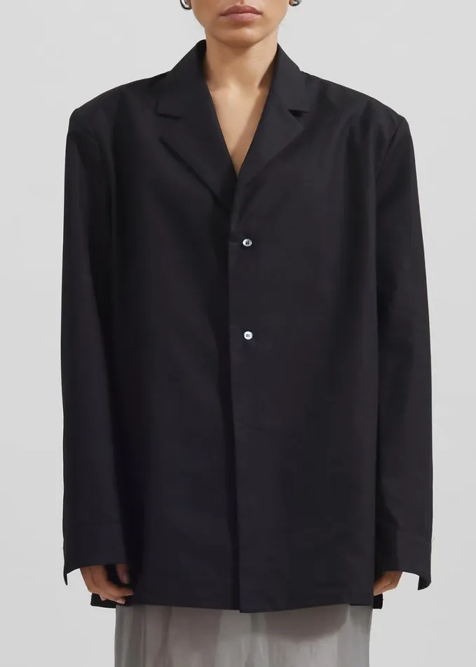 Clothing Women The Frankie Shop Avianna Padded Button Up Shirt 8211 Black