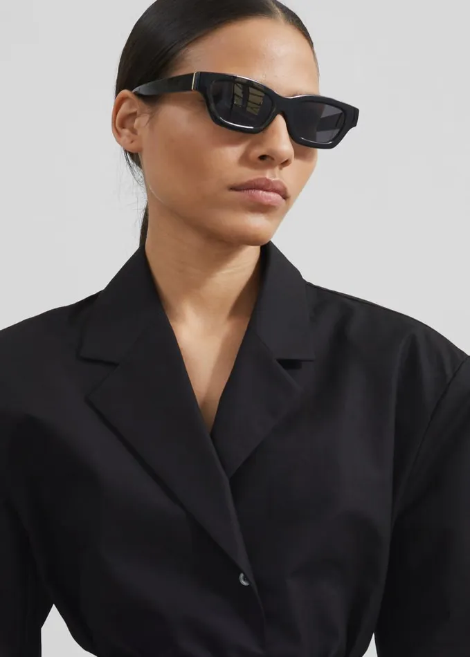 Clothing Women The Frankie Shop Avianna Padded Button Up Shirt 8211 Black