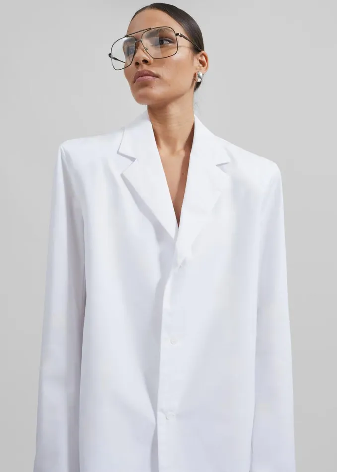 Clothing Women The Frankie Shop Avianna Padded Button Up Shirt 8211 White