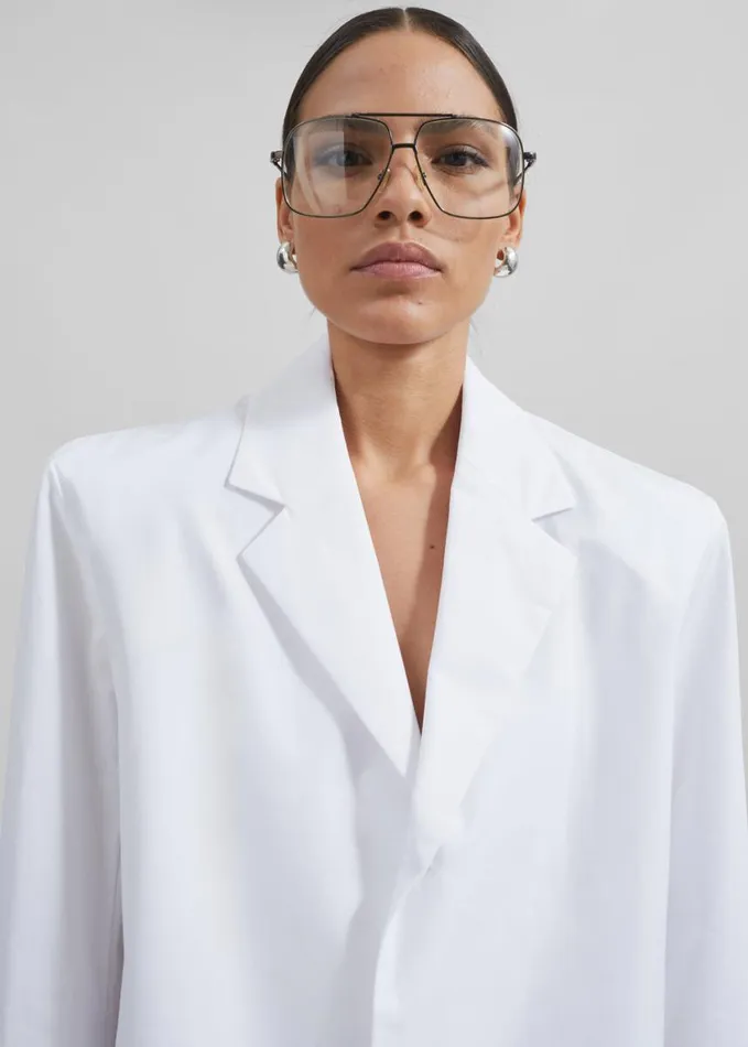 Clothing Women The Frankie Shop Avianna Padded Button Up Shirt 8211 White