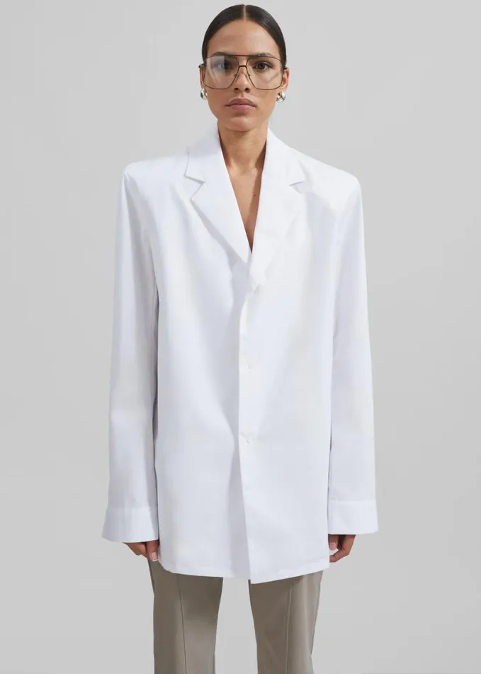Clothing Women The Frankie Shop Avianna Padded Button Up Shirt 8211 White