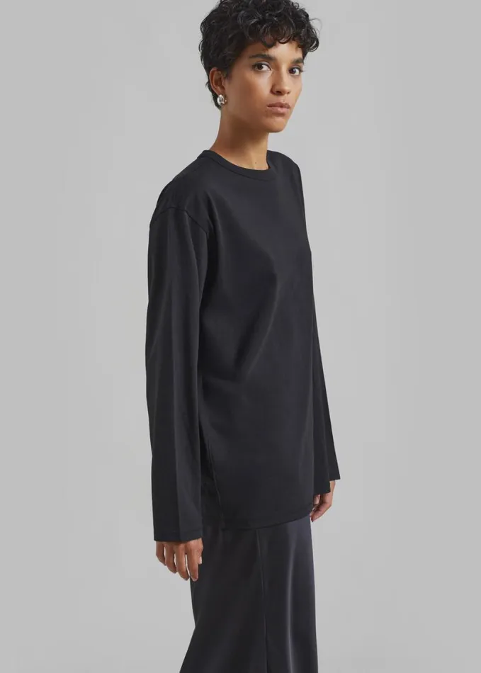 Clothing Women The Frankie Shop Bennett Long Sleeves Tee 8211 Black
