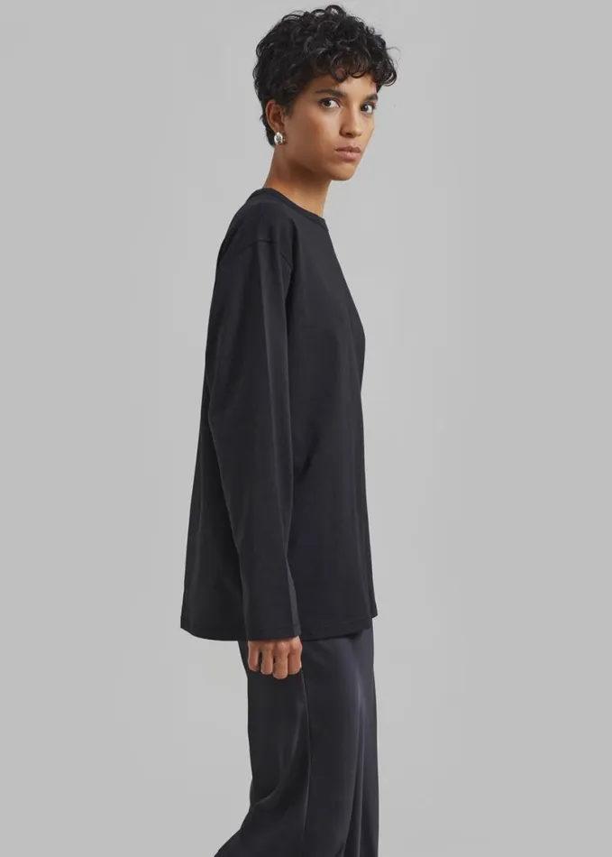 Clothing Women The Frankie Shop Bennett Long Sleeves Tee 8211 Black