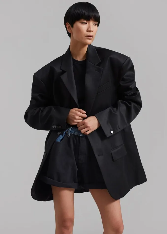 Clothing Women The Frankie Shop Blair Linen Blazer 8211 Black