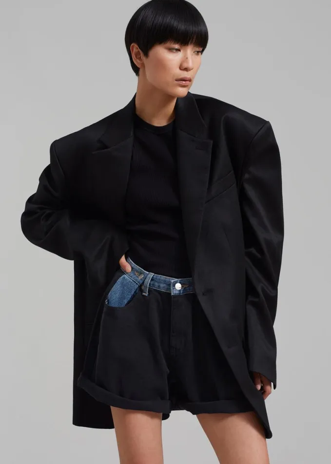 Clothing Women The Frankie Shop Blair Linen Blazer 8211 Black