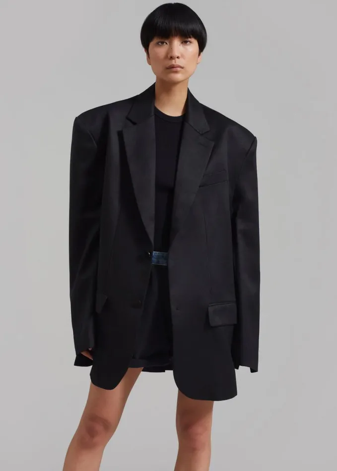 Clothing Women The Frankie Shop Blair Linen Blazer 8211 Black