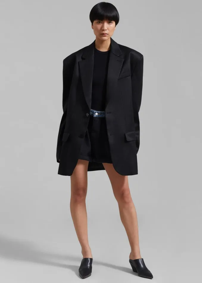 Clothing Women The Frankie Shop Blair Linen Blazer 8211 Black