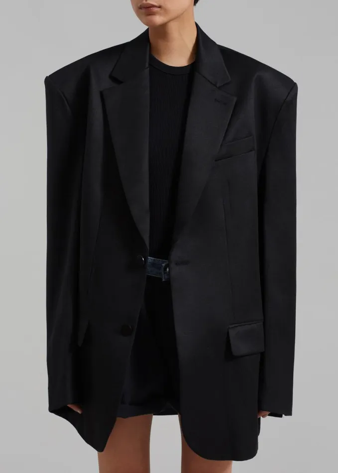 Clothing Women The Frankie Shop Blair Linen Blazer 8211 Black