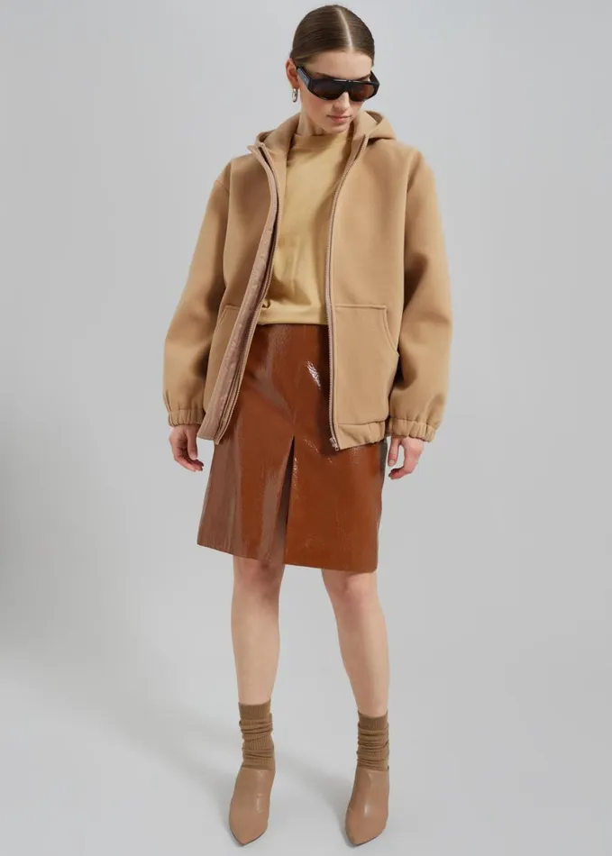 Clothing Women The Frankie Shop Britt Crackled Faux Leather Midi Skirt 8211 Camel