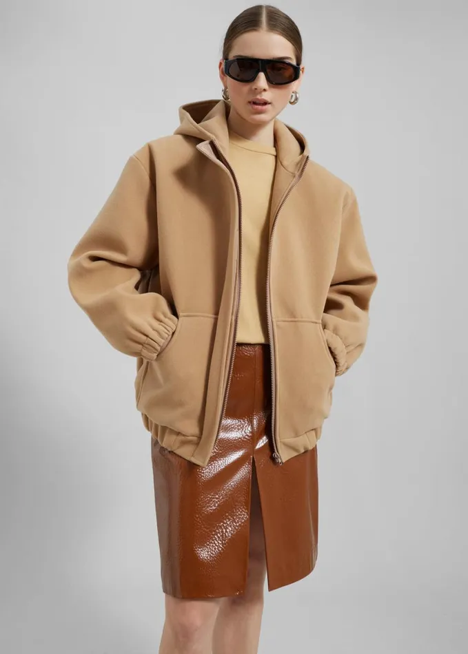 Clothing Women The Frankie Shop Britt Crackled Faux Leather Midi Skirt 8211 Camel