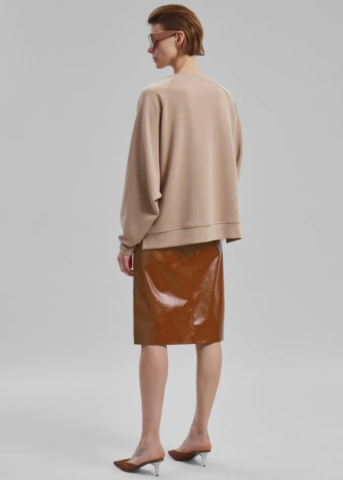 Clothing Women The Frankie Shop Britt Crackled Faux Leather Midi Skirt 8211 Camel