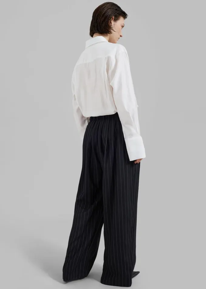 Clothing Women The Frankie Shop Caden Boxer Trousers 8211 BlackWhite Pinstripe