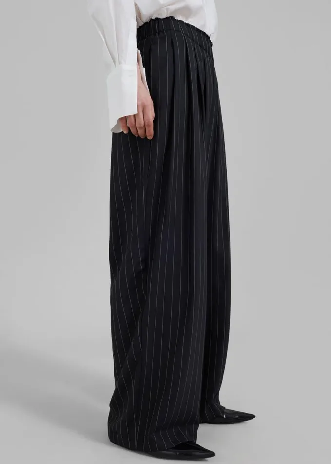 Clothing Women The Frankie Shop Caden Boxer Trousers 8211 BlackWhite Pinstripe