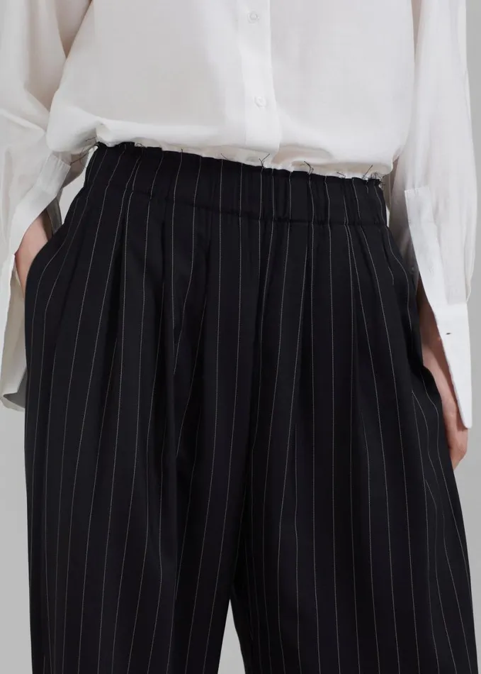 Clothing Women The Frankie Shop Caden Boxer Trousers 8211 BlackWhite Pinstripe