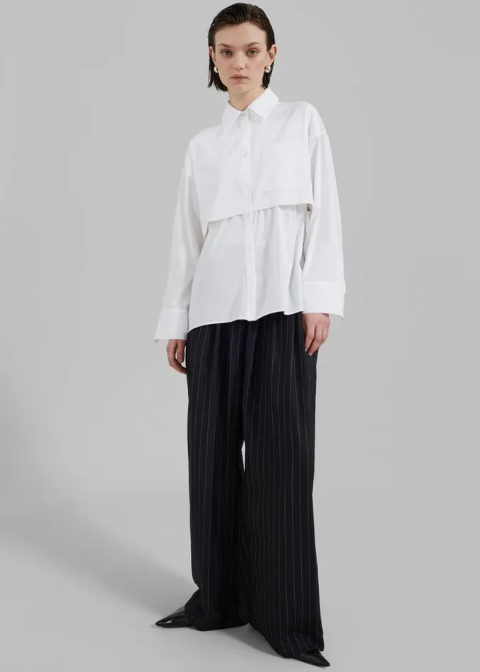 Clothing Women The Frankie Shop Caden Boxer Trousers 8211 BlackWhite Pinstripe