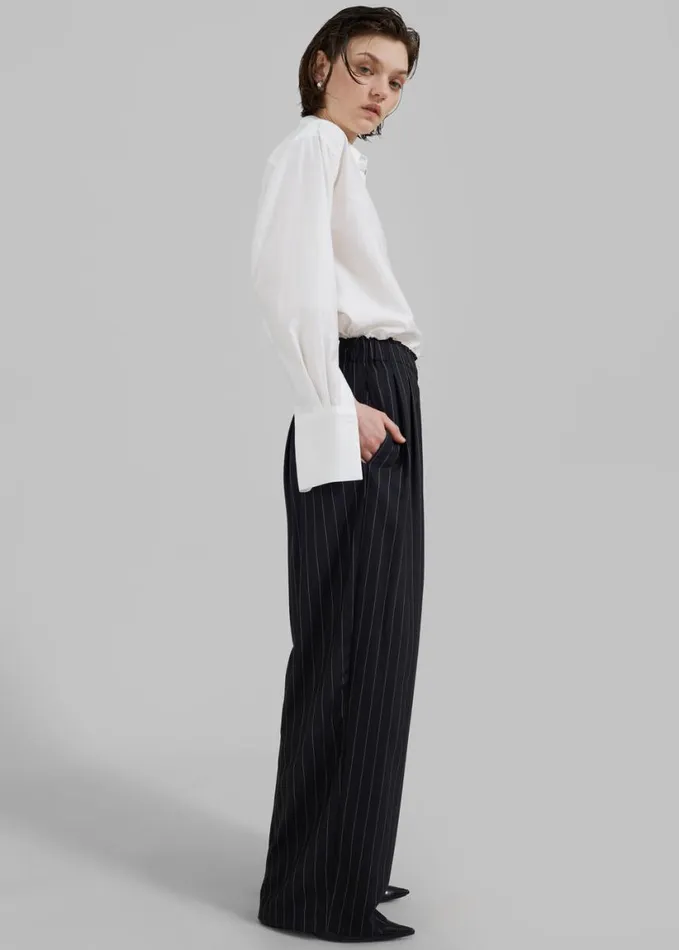 Clothing Women The Frankie Shop Caden Boxer Trousers 8211 BlackWhite Pinstripe